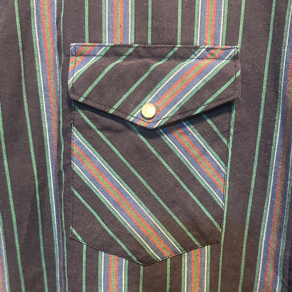 Wrangler Men's Dark Striped Button-Down Shirt - Picture 4 of 5